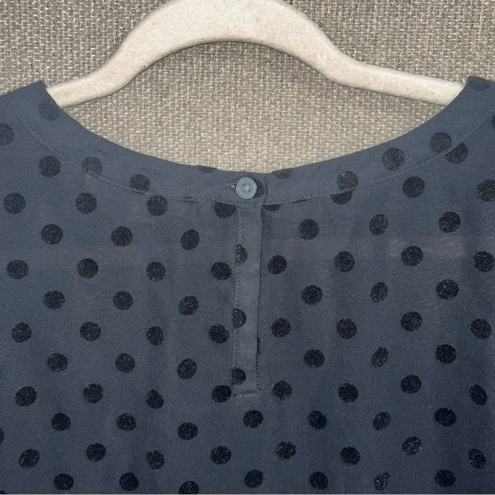 LOFT Black Polka Dot Sheer Long Sleeve Blouse